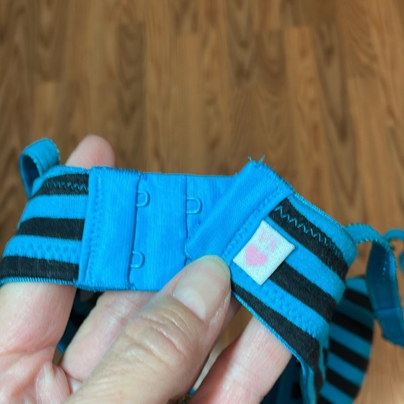 2010s striped teal and black Cotton Underwire bra, lined Demi, 36C - Picture 7 of 8